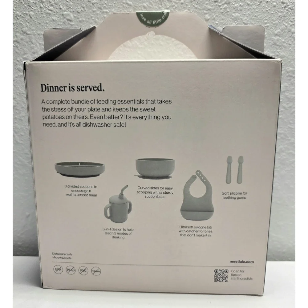 Lalo 6pc Silicone First Bites Full Kit Feeding Set - Sage